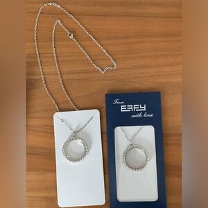 NWOT EFFY fillable (charms, beads, crystals, etc) silvertone necklaces. About 1”